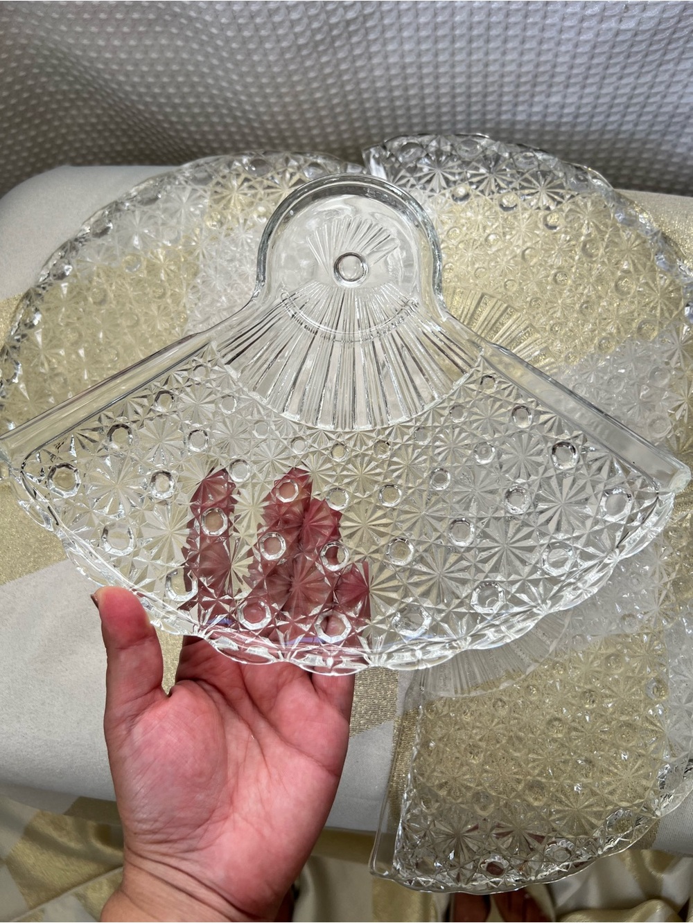 Clear Glass Fan-Shaped Serving Tray -